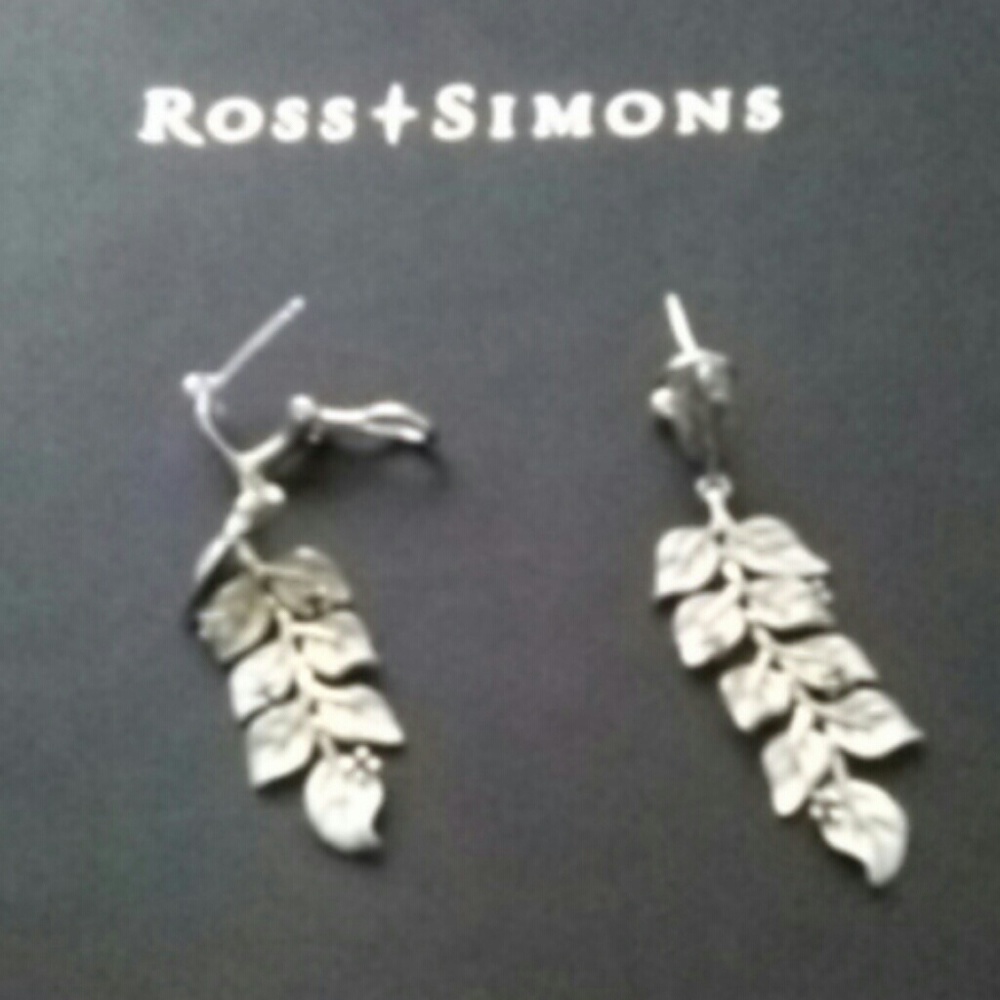 Ross Simons Leaf  925 Dangle Earrings